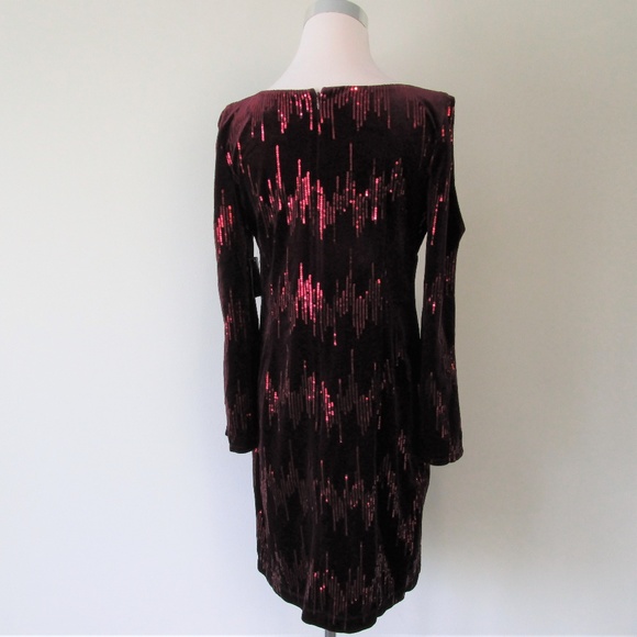 NWT Velvet Sequin Cold Shoulder Cocktail Dress - Picture 6 of 8